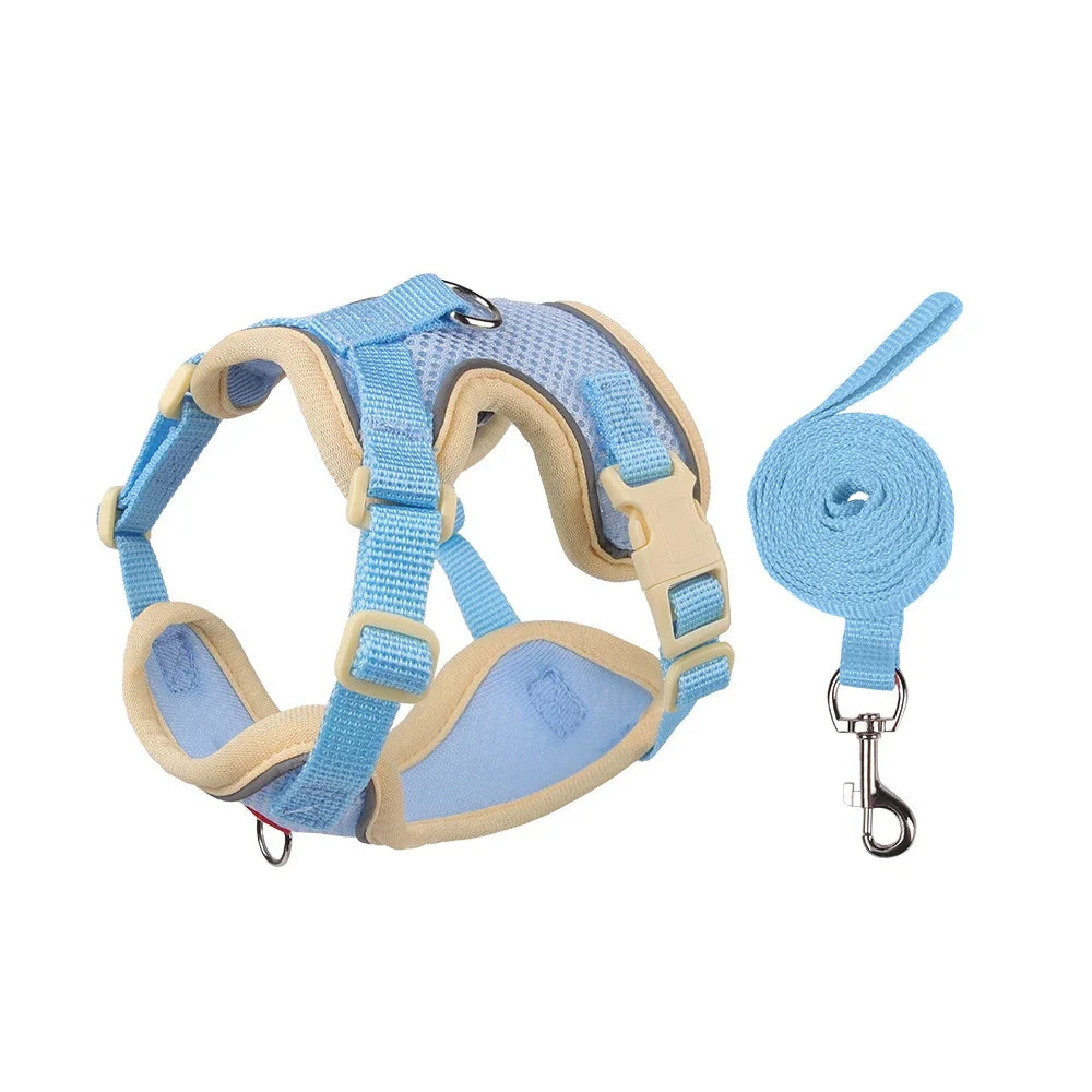 Harnais pour chien, gilet avec corde, harnais réfléchissant réglable pour animaux de compagnie, pour petits, moyens, anti-fuite, maille souple, respirant, marche, course à pied