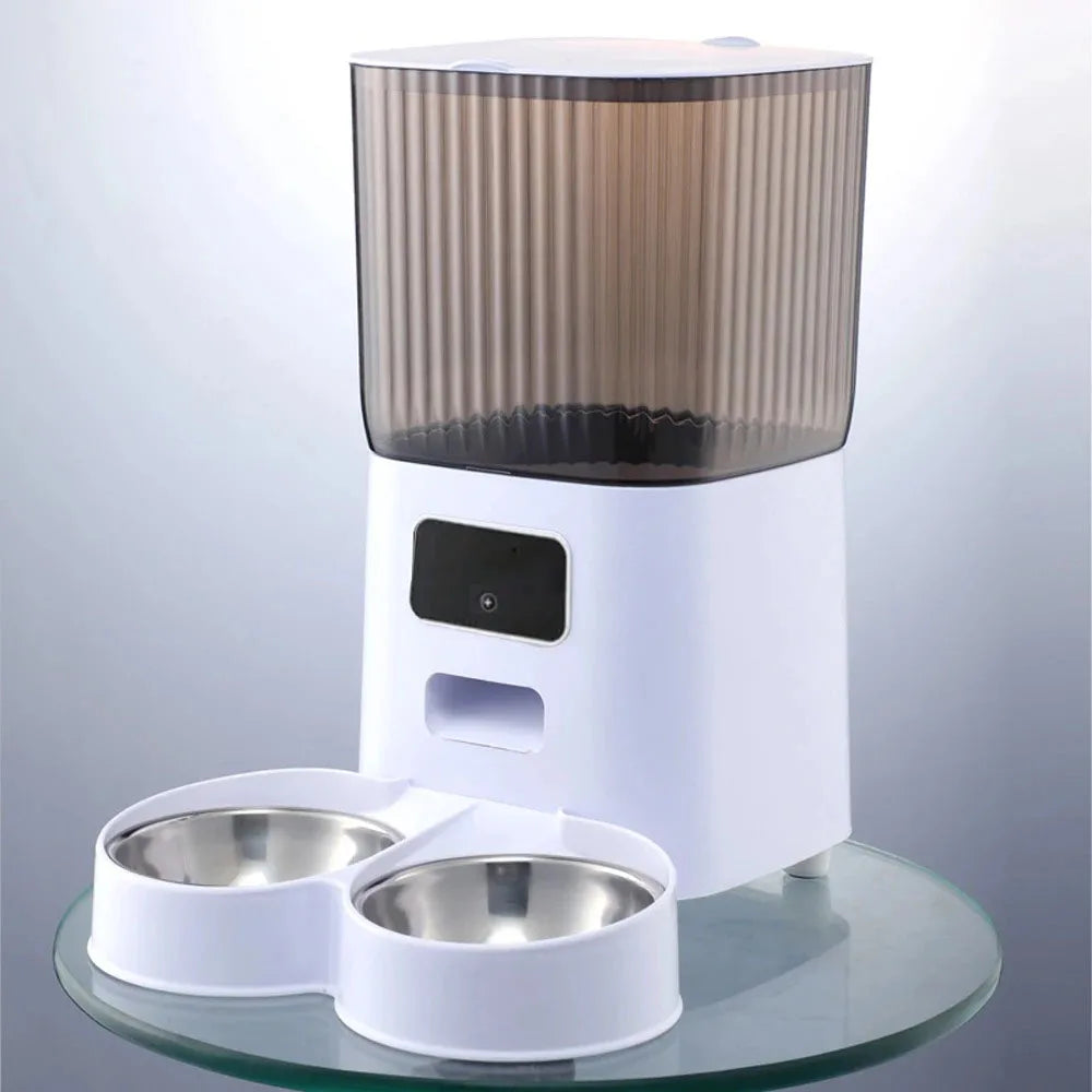 Mangeoire Automatique Intelligente 5L avec Caméra – Distributeur Connecté pour Chien & Chat, Double Bol