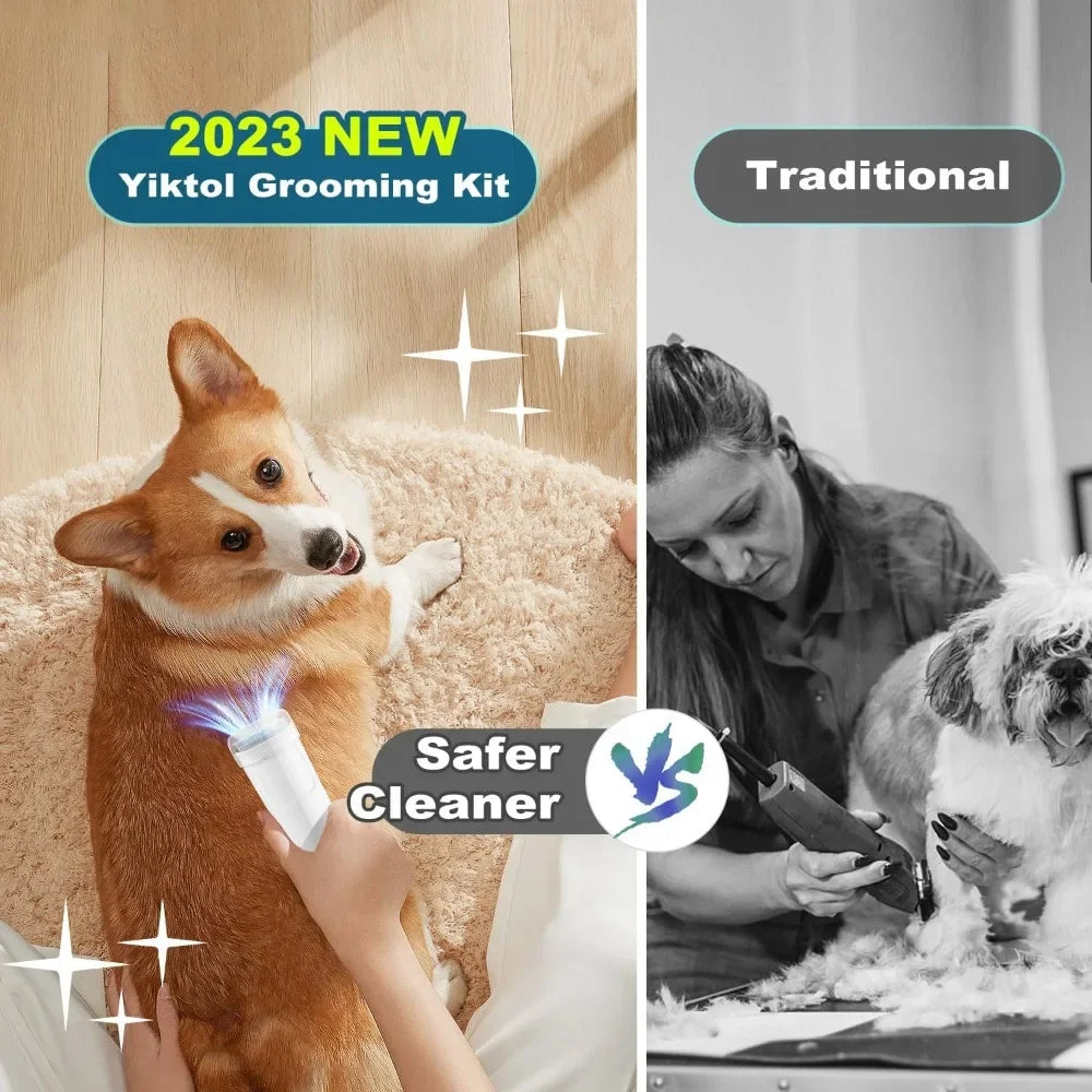 Kit d’aspirateur de toilettage 5 en 1 – Brosse, tondeuse & aspirateur silencieux pour chiens & chats