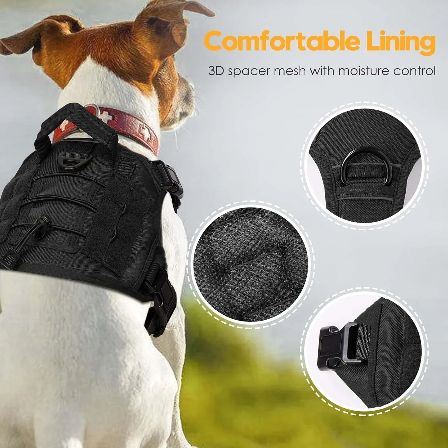 Collier tactique pour chien, harnais réglable pour races moyennes et grandes, gilet pour animaux de compagnie avec conception Anti-traction, harnais Portable pour chien