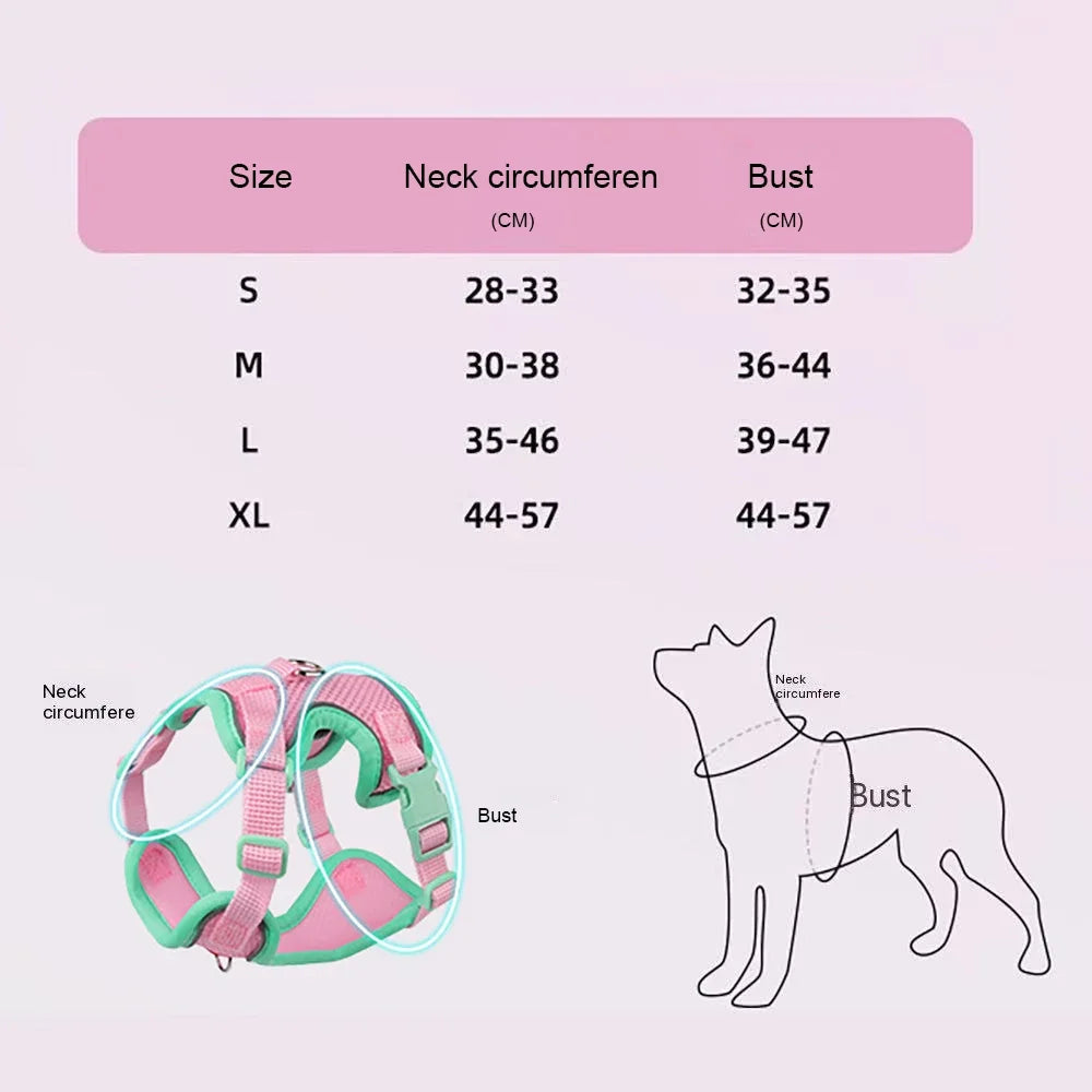 Harnais pour chien, gilet avec corde, harnais réfléchissant réglable pour animaux de compagnie, pour petits, moyens, anti-fuite, maille souple, respirant, marche, course à pied