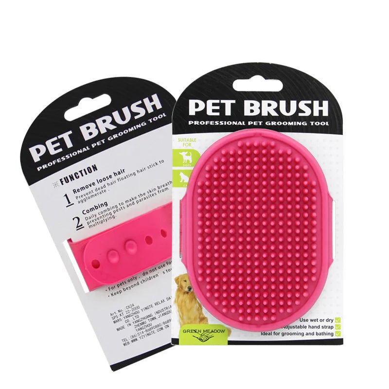 Gant de toilettage pour chiens, brosse de bain pour animaux de compagnie avec poignée annulaire réglable, peigne de toilettage de Massage en caoutchouc pour chiens et chats à cheveux courts