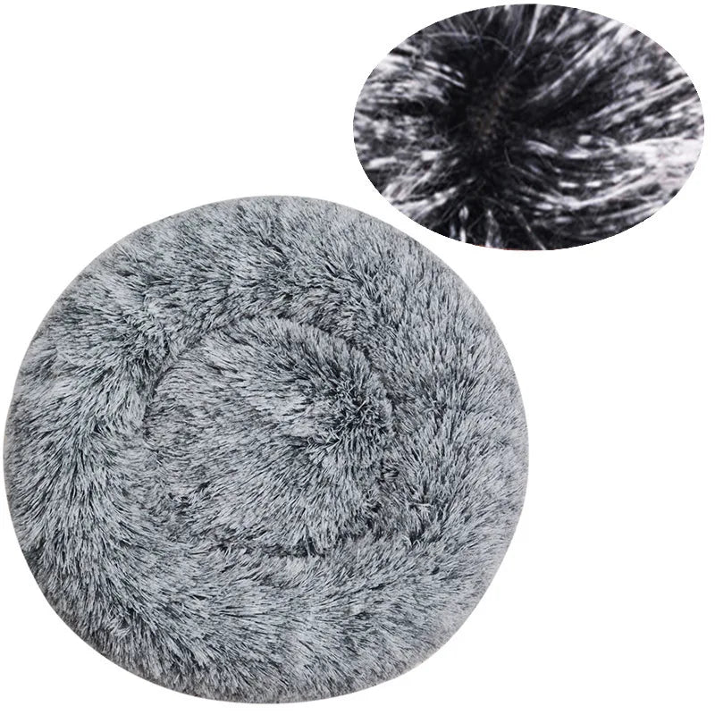 Lit rond apaisant en peluche pour chien et chat – Doux, chaud et lavable (40 à 90 cm)