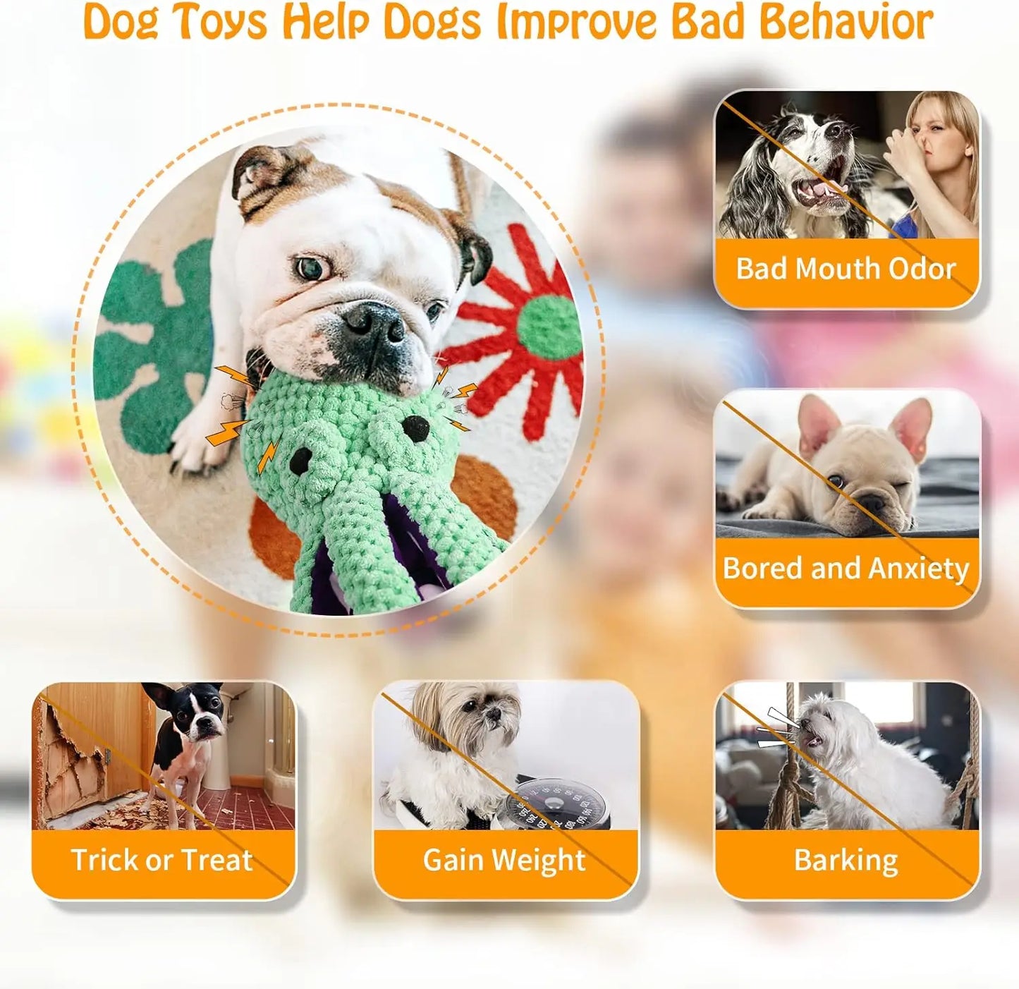 Jouet en Peluche Pieuvre pour Chien – Résistant, Doux et Interactif avec Pouic-Pouic