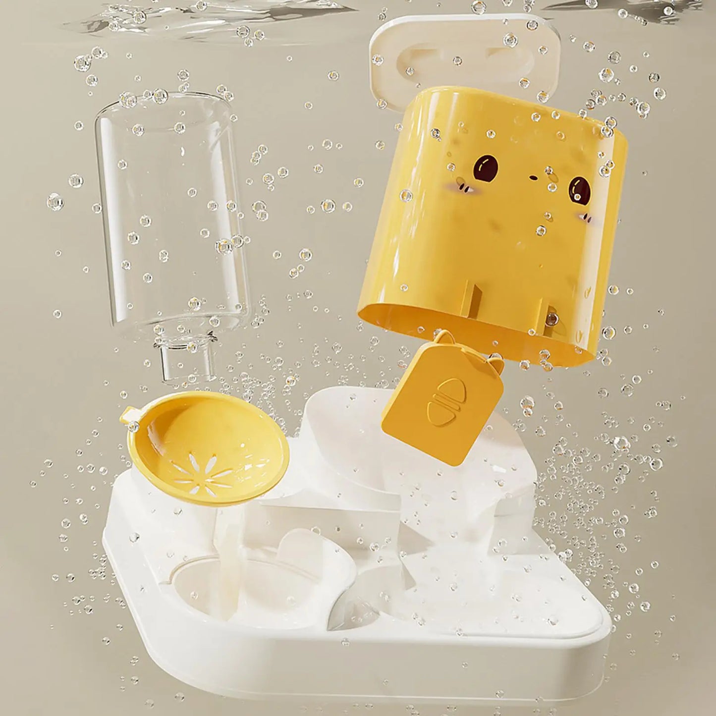 Mangeoire Automatique 2-en-1 pour Chien & Chat – Distributeur d’Eau + Bol de Nourriture Compact