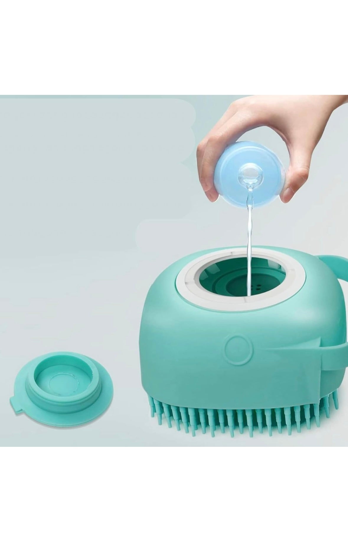 Brosse de Bain et Massage pour Chiens & Chats – Silicone Doux avec Réservoir de Shampooing (80 ml)