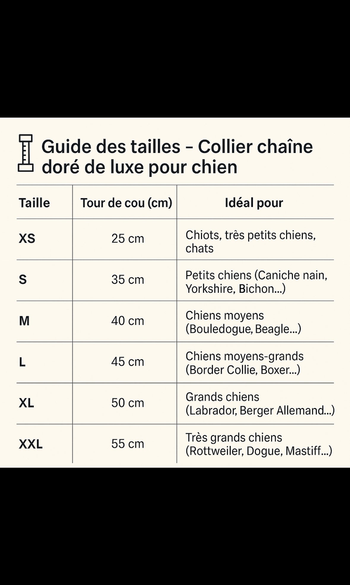 Collier Chaîne Doré de Luxe pour Chien – Résistant & Élégant