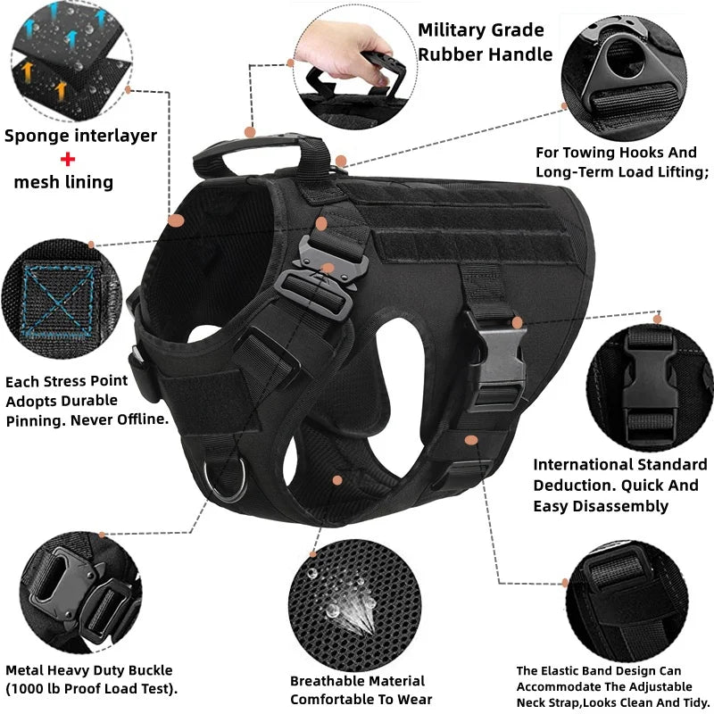 Gilet militaire tactique pour animaux de compagnie, berger allemand Golden Retriever, ensemble harnais et laisse d'entraînement tactique pour chiens de toutes les races