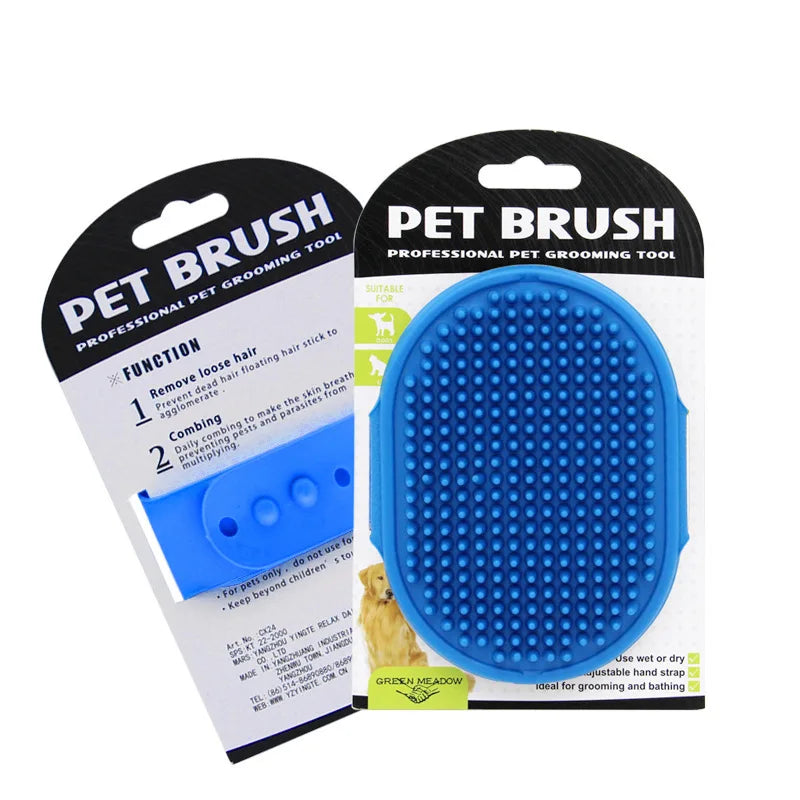Gant de toilettage pour chiens, brosse de bain pour animaux de compagnie avec poignée annulaire réglable, peigne de toilettage de Massage en caoutchouc pour chiens et chats à cheveux courts