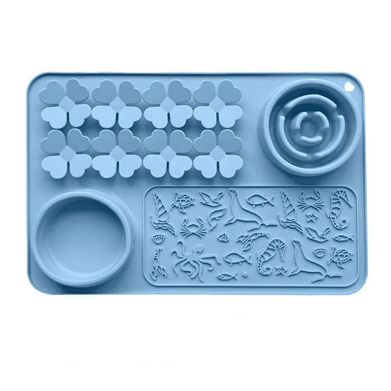 Tapis de Léchage & Gamelle 2-en-1 pour Chien – Silicone Antidérapant avec Ventouses, Anti-Glouton & Étanche