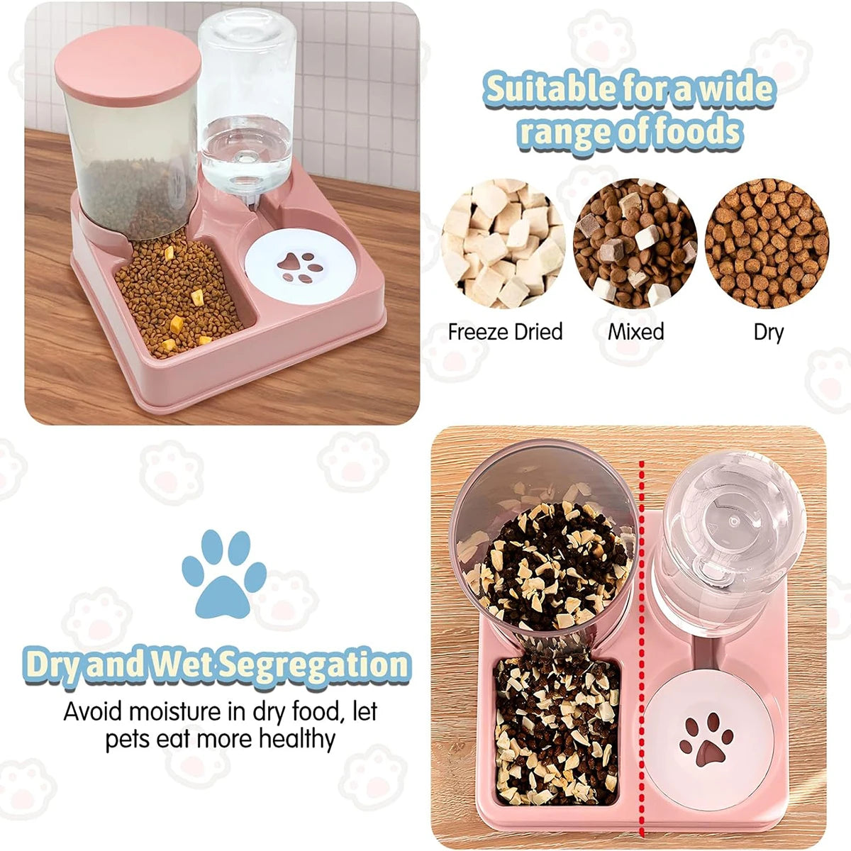 Distributeur Automatique 2-en-1 pour Chien & Chat – Gamelle Nourriture et Eau par Gravité