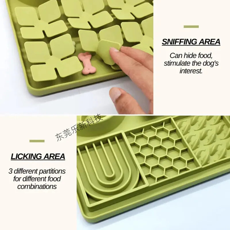 Tapis de Léchage & Gamelle 2-en-1 pour Chien – Silicone Antidérapant avec Ventouses, Anti-Glouton & Étanche