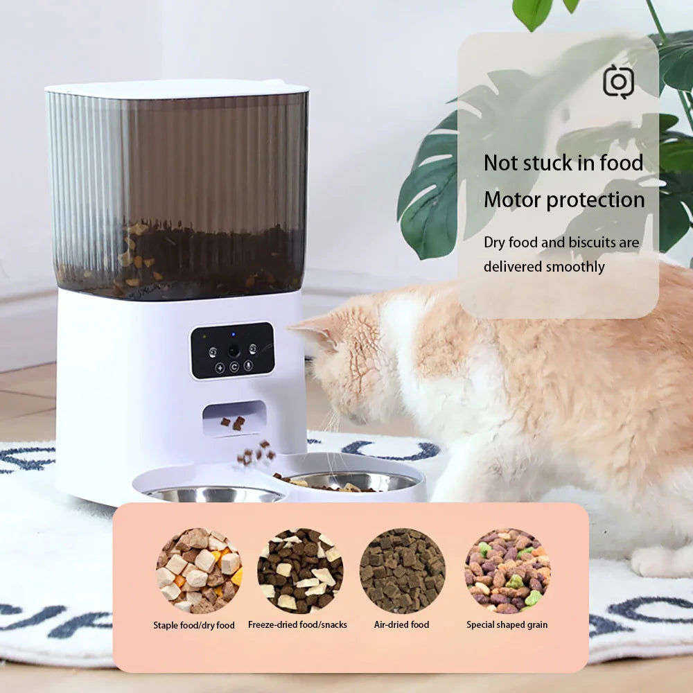 Mangeoire Automatique Intelligente 5L avec Caméra – Distributeur Connecté pour Chien & Chat, Double Bol