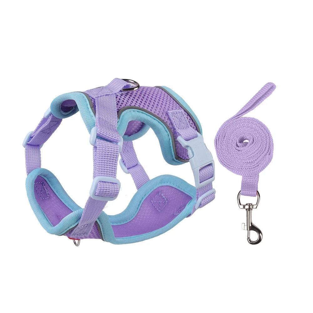 Harnais pour chien, gilet avec corde, harnais réfléchissant réglable pour animaux de compagnie, pour petits, moyens, anti-fuite, maille souple, respirant, marche, course à pied
