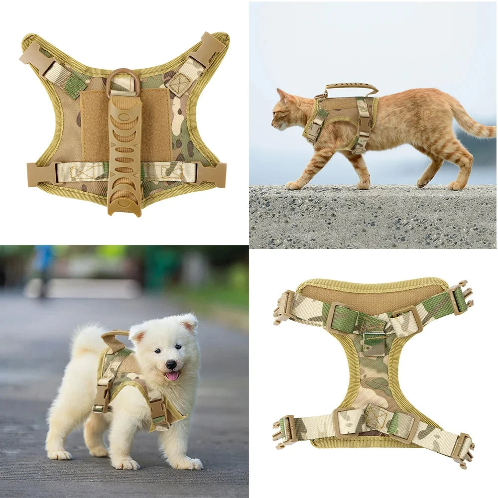 Harnais tactique pour chien, harnais pour chiot de petite race, gilet pour chat réglable pour Service militaire, accessoires pour chiens, entraînement et travail