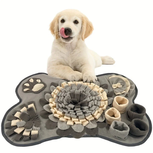 Tapis de Fouille pour Chien – Gamelle Lente & Jouet Anti-Stress Éducatif (Gris Élégant)
