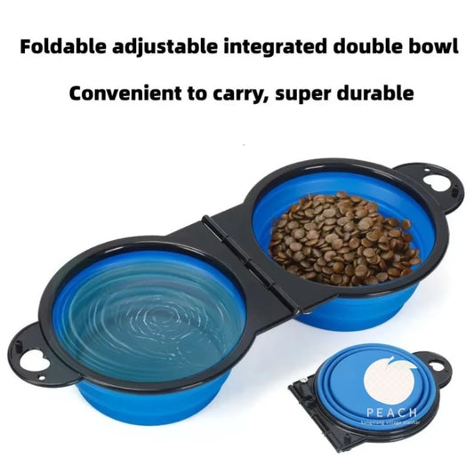 Gamelle Pliable 2-en-1 pour Chien – Double Bol Portable en Silicone pour Voyage & Balade