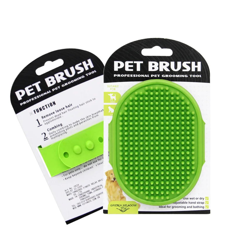 Gant de toilettage pour chiens, brosse de bain pour animaux de compagnie avec poignée annulaire réglable, peigne de toilettage de Massage en caoutchouc pour chiens et chats à cheveux courts
