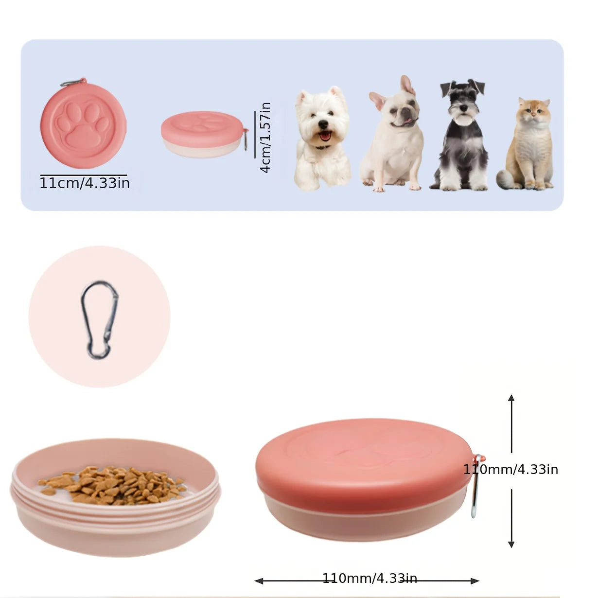 Bol de Voyage Portable pour Chien & Chat – Boîte à Collations Compacte et Multifonction