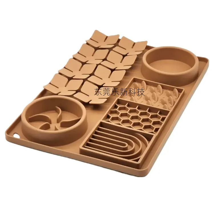 Tapis de Léchage & Gamelle 2-en-1 pour Chien – Silicone Antidérapant avec Ventouses, Anti-Glouton & Étanche