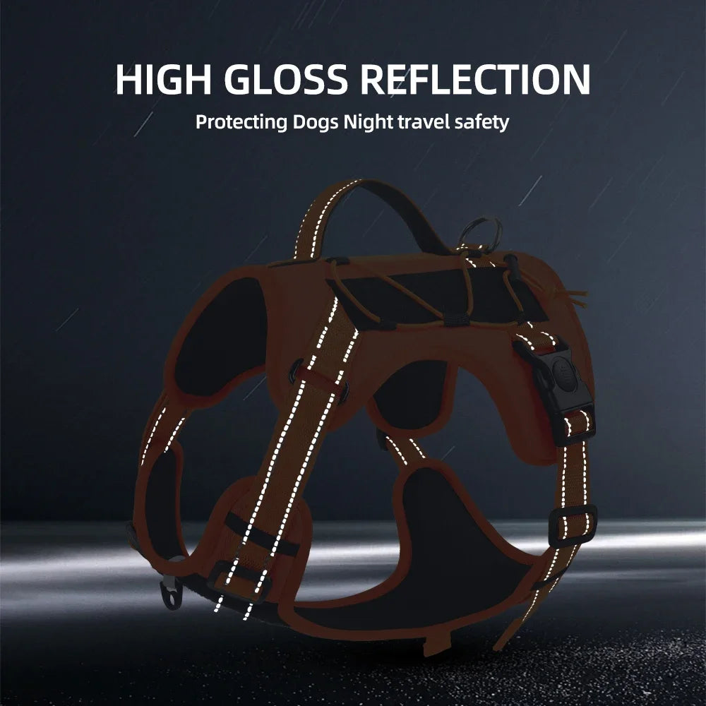Harnais multifonction réfléchissant pour chien – Nylon réglable, confort & contrôle
