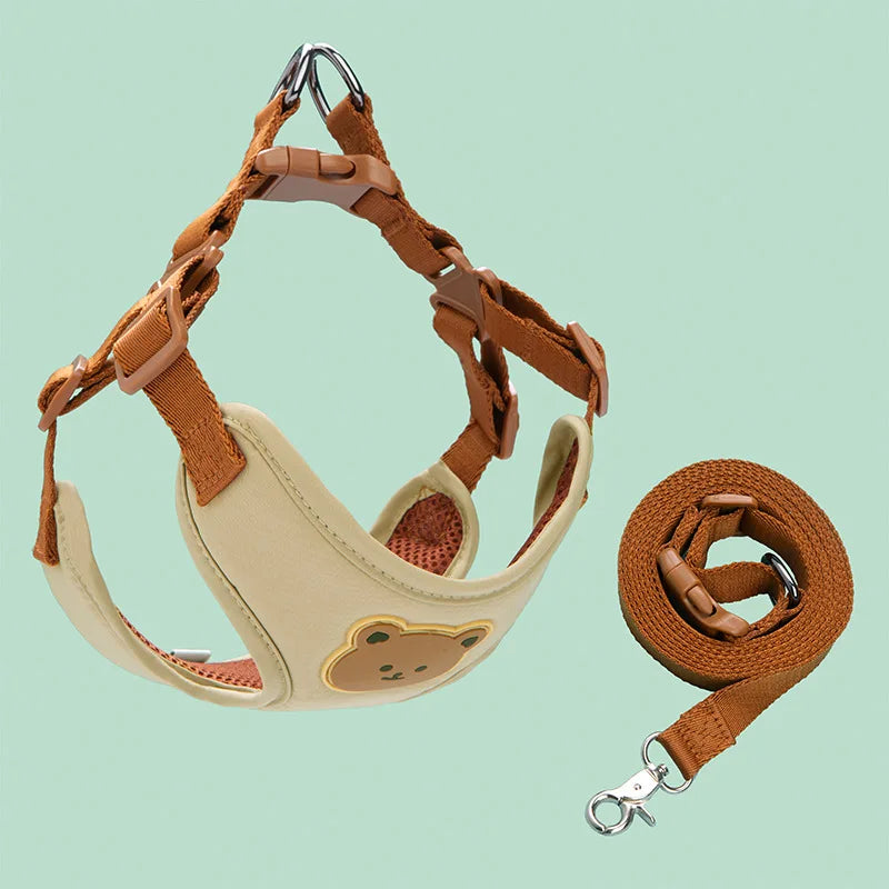 Ensemble harnais + laisse respirant – Pour petits & moyens chiens (Chihuahua, Bouledogue, Chiot)