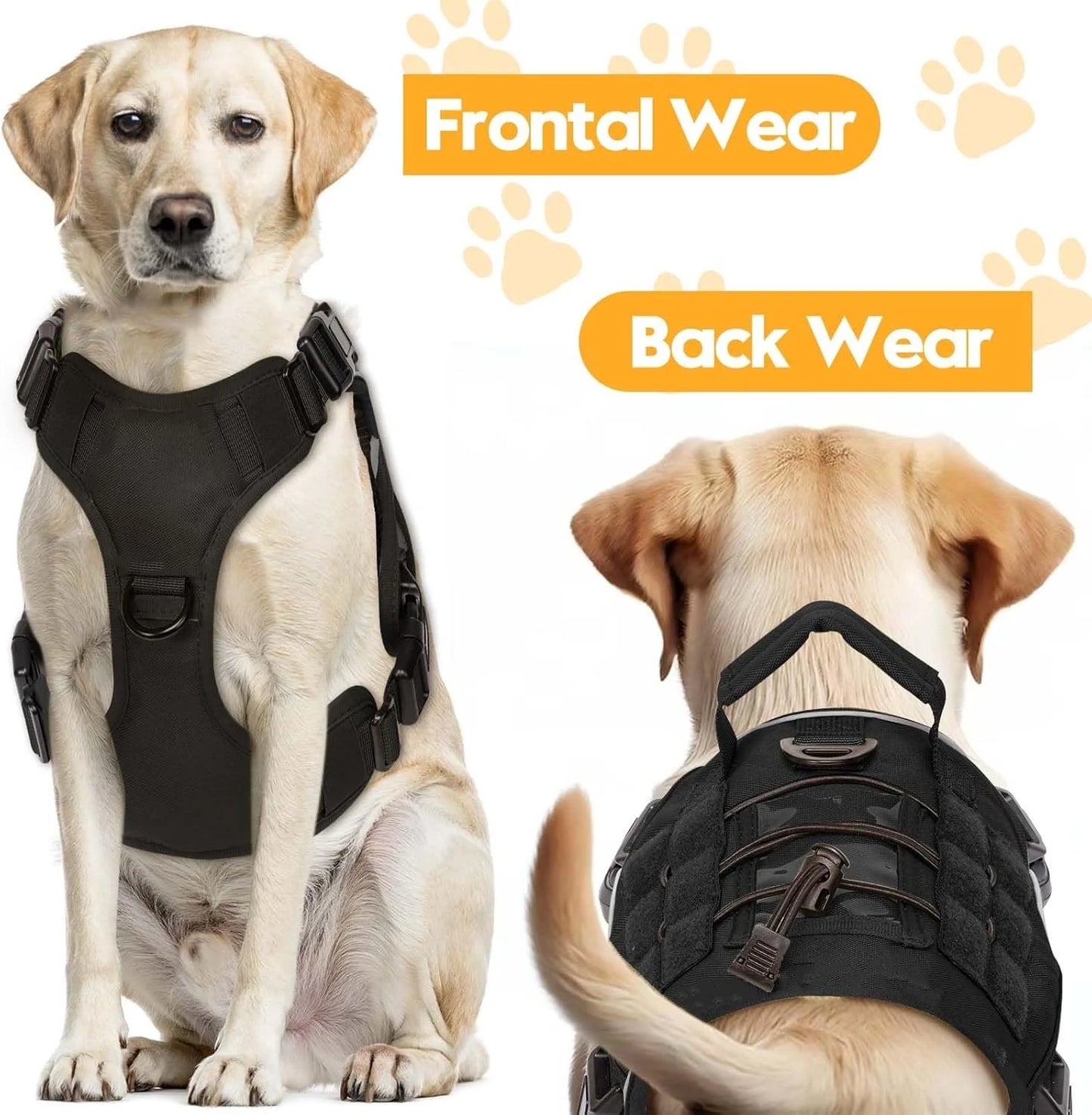 Collier tactique pour chien, harnais réglable pour races moyennes et grandes, gilet pour animaux de compagnie avec conception Anti-traction, harnais Portable pour chien
