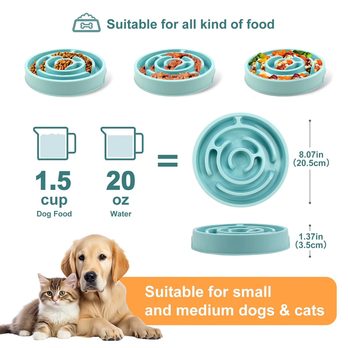 Bol Anti-Glouton pour Chien – Gamelle Antidérapante, Ralentit l’Alimentation, Évite les Ballonnements
