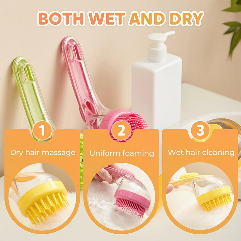 Brosse de bain pour animaux de compagnie 2025, nouvelle brosse de bain 2 en 1 pour chien avec distributeur de shampoing intégré, brosse de lavage pour animaux de compagnie, brosse de Massage de toilettage pour chiens et cha
