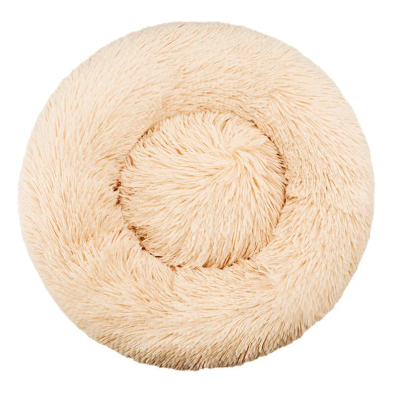 Lit rond apaisant en peluche pour chien et chat – Doux, chaud et lavable (40 à 90 cm)