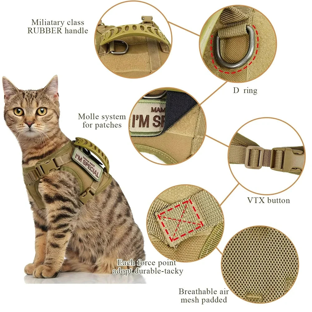 Harnais tactique pour chien, harnais pour chiot de petite race, gilet pour chat réglable pour Service militaire, accessoires pour chiens, entraînement et travail
