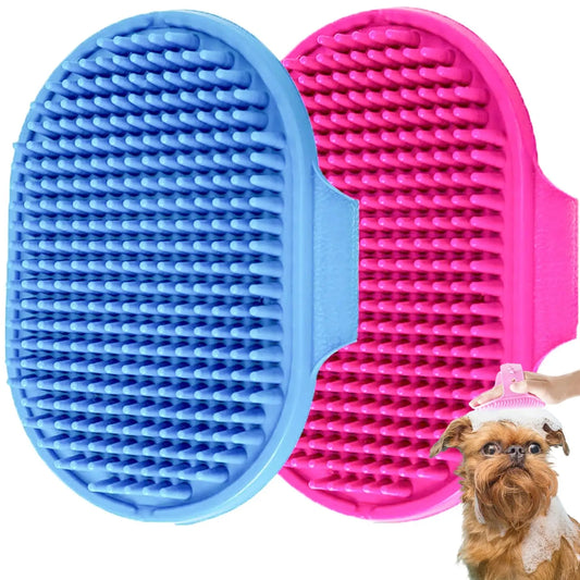 Gant de toilettage pour chiens, brosse de bain pour animaux de compagnie avec poignée annulaire réglable, peigne de toilettage de Massage en caoutchouc pour chiens et chats à cheveux courts