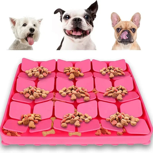 Tapis de Léchage et Fouille en Silicone – Gamelle Lente & Anti-Stress avec Ventouses pour Chiens