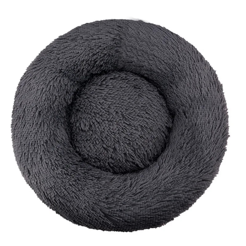 Lit rond apaisant en peluche pour chien et chat – Doux, chaud et lavable (40 à 90 cm)