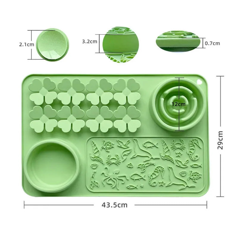 Tapis de Léchage & Gamelle 2-en-1 pour Chien – Silicone Antidérapant avec Ventouses, Anti-Glouton & Étanche