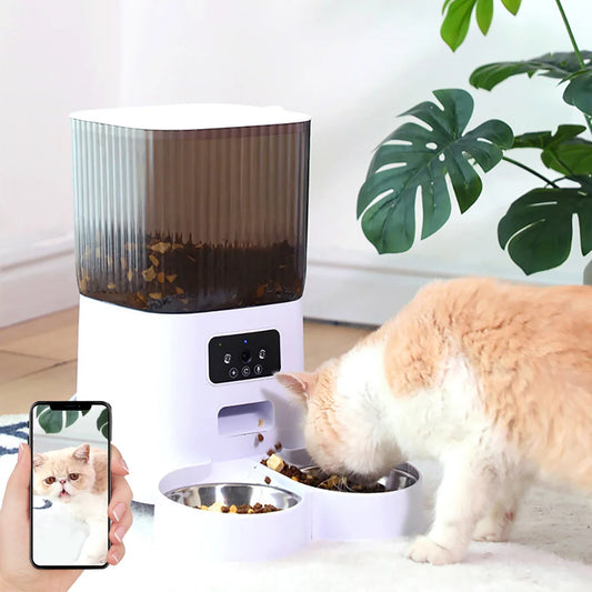 Mangeoire Automatique Intelligente 5L avec Caméra – Distributeur Connecté pour Chien & Chat, Double Bol