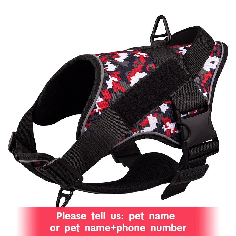 Harnais tactique personnalisé pour chien, étiquettes nominatives personnalisées, sans traction, respirant, réglable, pour chien de taille moyenne et grande