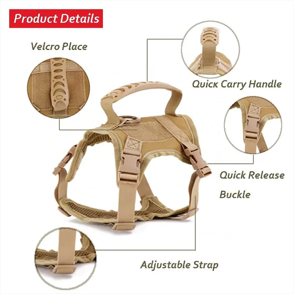 Harnais tactique pour chien, harnais pour chiot de petite race, gilet pour chat réglable pour Service militaire, accessoires pour chiens, entraînement et travail