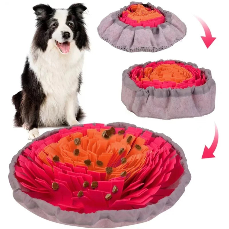 Tapis de Fouille Pliable pour Chiens – Lavable, Anti-Stress et Mangeoire Lente Éducative
