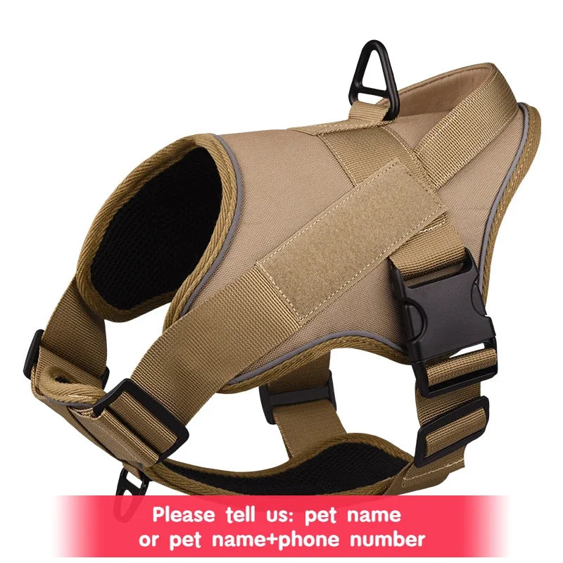Harnais tactique personnalisé pour chien, étiquettes nominatives personnalisées, sans traction, respirant, réglable, pour chien de taille moyenne et grande