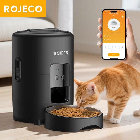 Mangeoire Automatique Connectée ROJECO 2L – Distributeur de Croquettes Intelligent Wi-Fi pour Chien