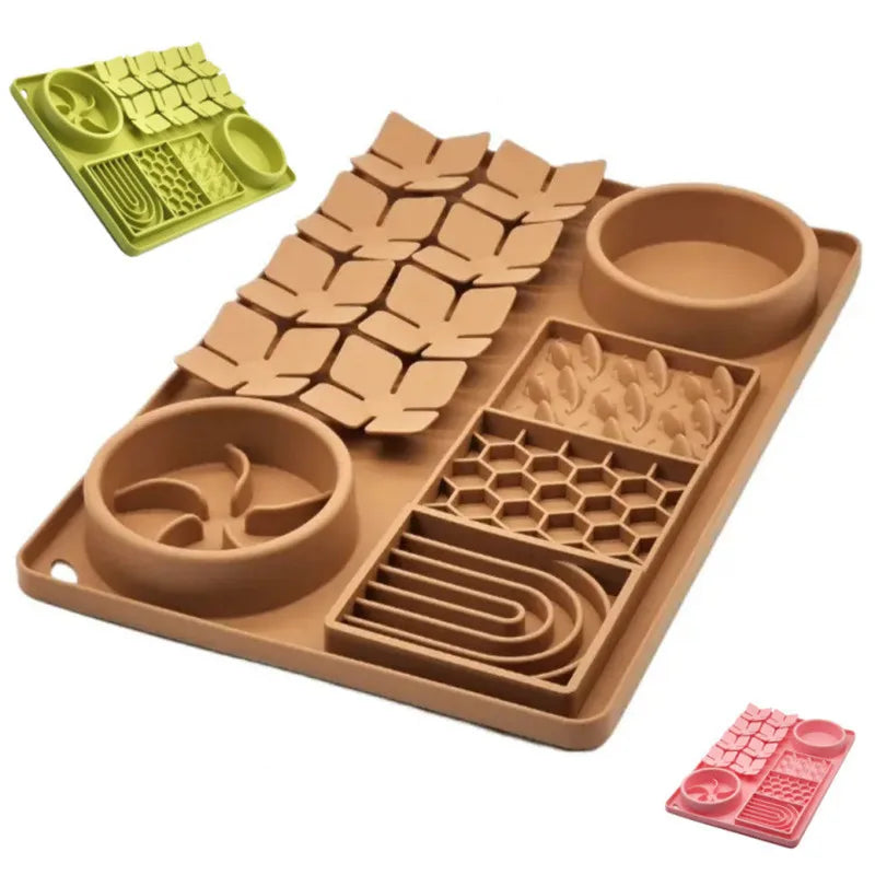 Tapis de Léchage & Gamelle 2-en-1 pour Chien – Silicone Antidérapant avec Ventouses, Anti-Glouton & Étanche