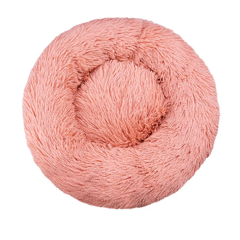 Lit rond apaisant en peluche pour chien et chat – Doux, chaud et lavable (40 à 90 cm)