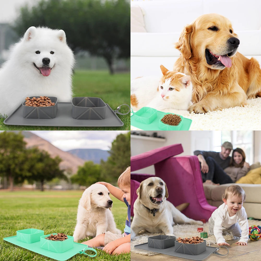 Gamelle Double Pliable en Silicone – Bol Portable pour Chien, Idéal Voyage & Plein Air