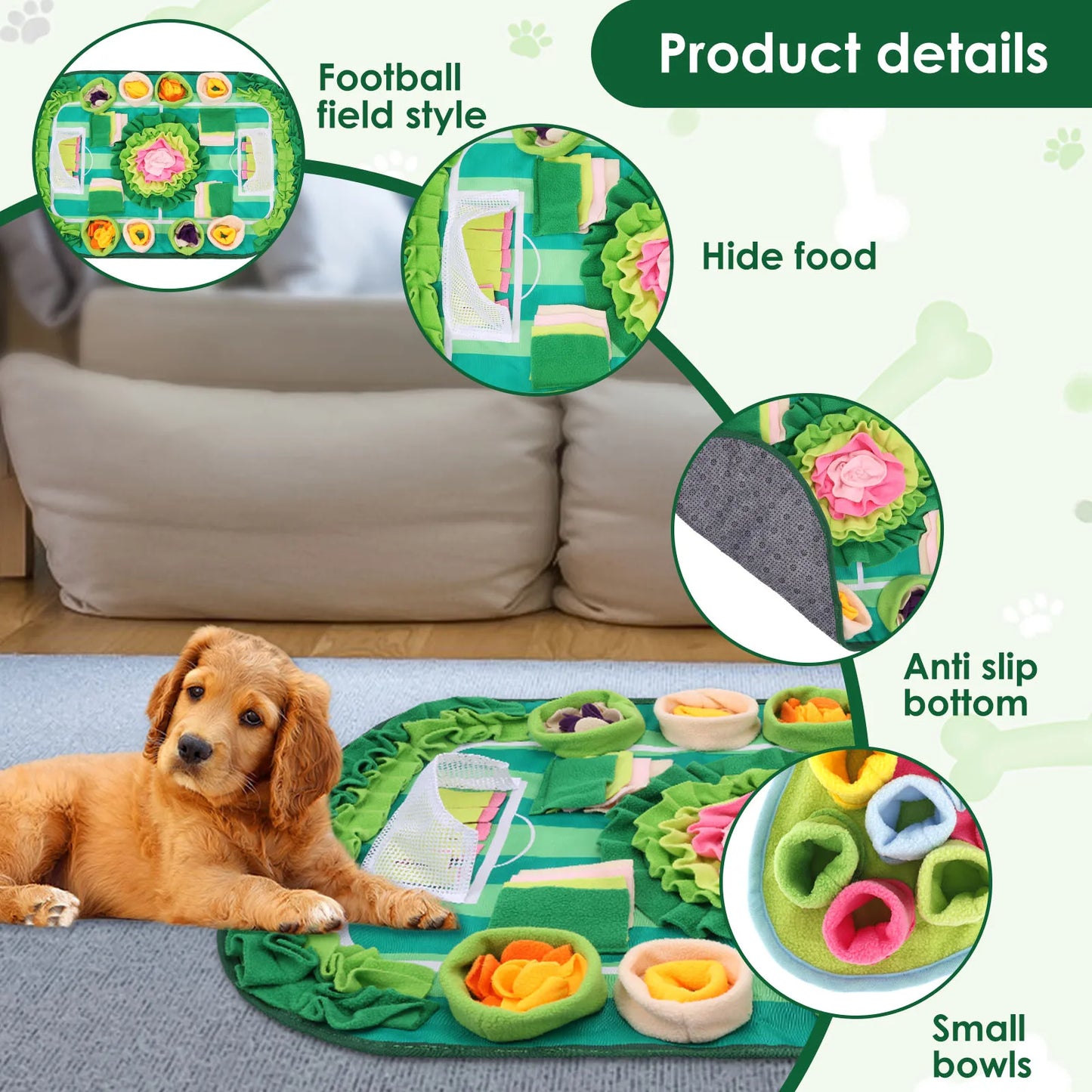Tapis de Fouille Interactif XL pour Animaux – Puzzle & Gamelle Lente Anti-Stress pour Chiens