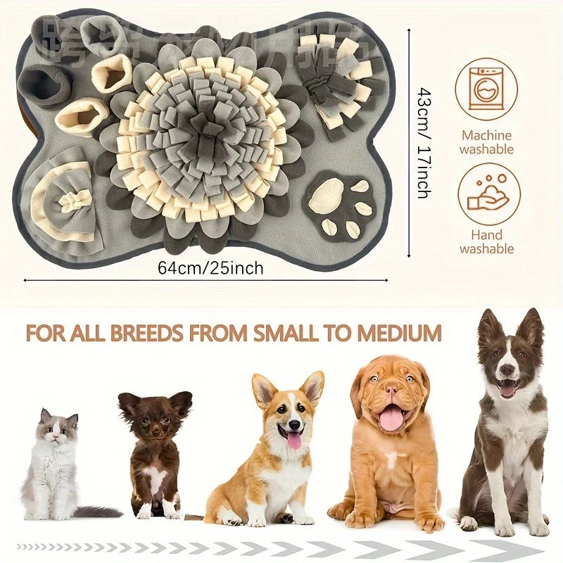 Tapis de Fouille pour Chien – Gamelle Lente & Jouet Anti-Stress Éducatif (Gris Élégant)