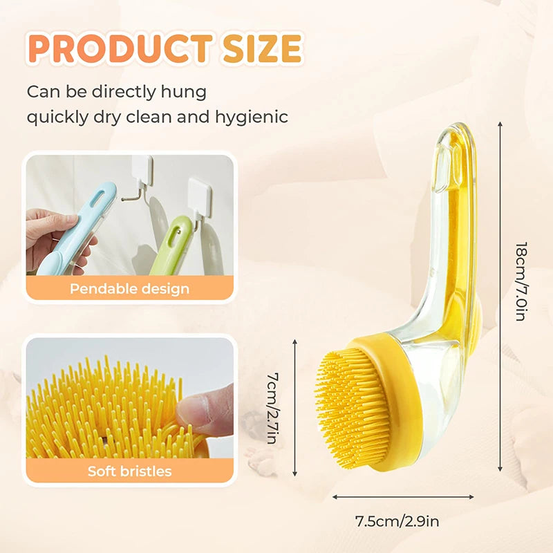 Brosse de bain pour animaux de compagnie 2025, nouvelle brosse de bain 2 en 1 pour chien avec distributeur de shampoing intégré, brosse de lavage pour animaux de compagnie, brosse de Massage de toilettage pour chiens et cha