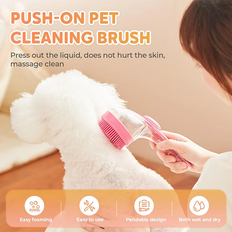 Brosse de bain pour animaux de compagnie 2025, nouvelle brosse de bain 2 en 1 pour chien avec distributeur de shampoing intégré, brosse de lavage pour animaux de compagnie, brosse de Massage de toilettage pour chiens et cha