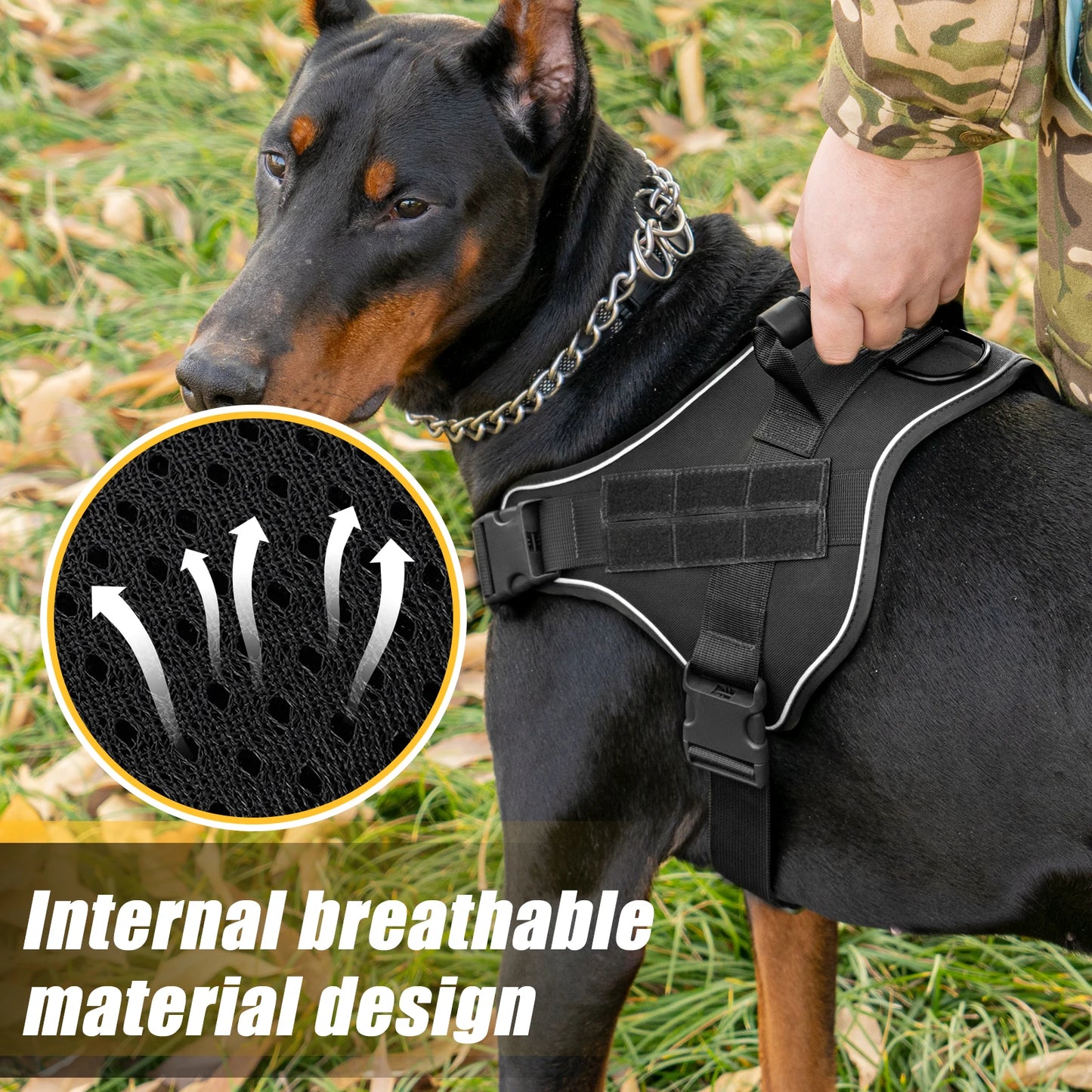 Harnais tactique pour chien – Gilet d’entraînement robuste avec poignée & attaches solides