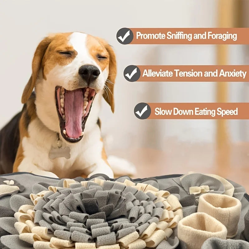Tapis de Fouille pour Chien – Gamelle Lente & Jouet Anti-Stress Éducatif (Gris Élégant)